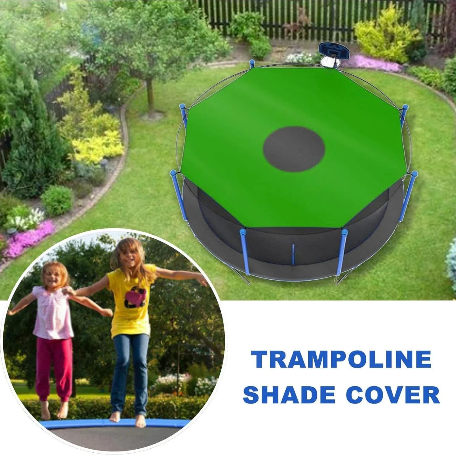 Trampoline Canopy Cover 6‑14 FT, UV Protection Sun Shade Shelter, Trampoline Top Cover, Leaves Dust Resistant Roof Cover