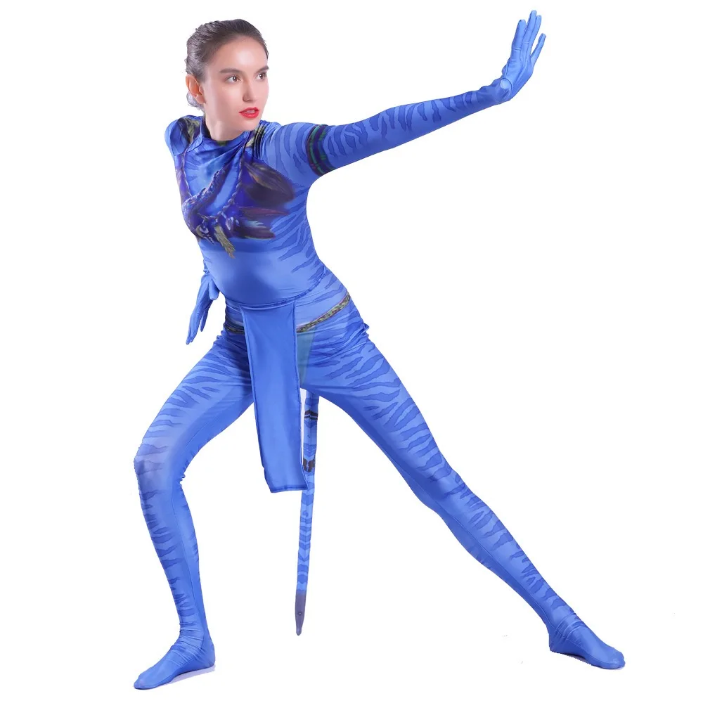 Kids Spandex Avatar Halloween Costume Aliens Full Bodysuit Jumpsuit for Men and Women