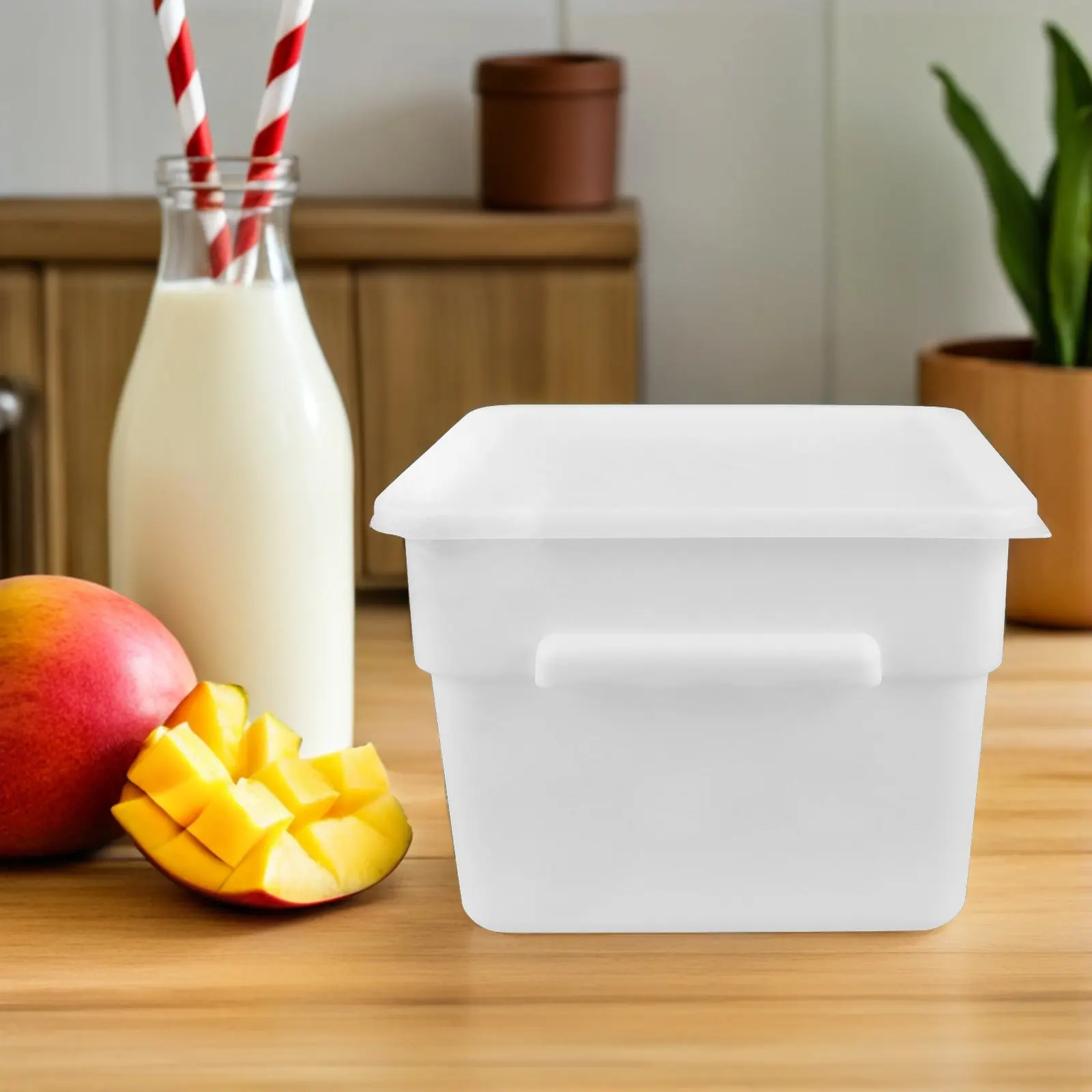 12L Square Plastic Food Storage Container Commercial Kitchen Organizer Airtight Lid Stackable Freezer Safe Beverage Juice Bin