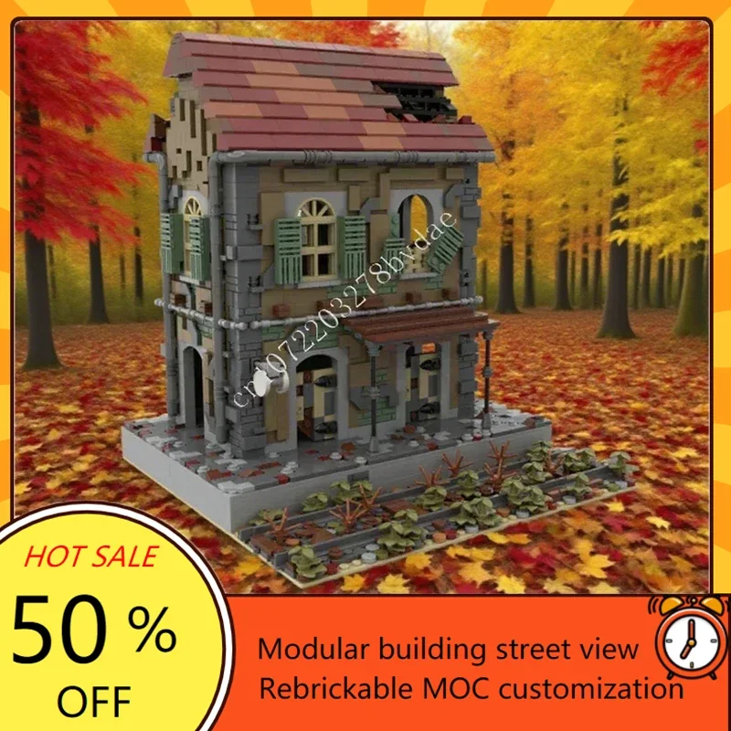 2474PCS Abandoned Train Station Modular MOC Building Model Creative Street View Custom Puzzle Architecture DIY Assembly Toy Gift