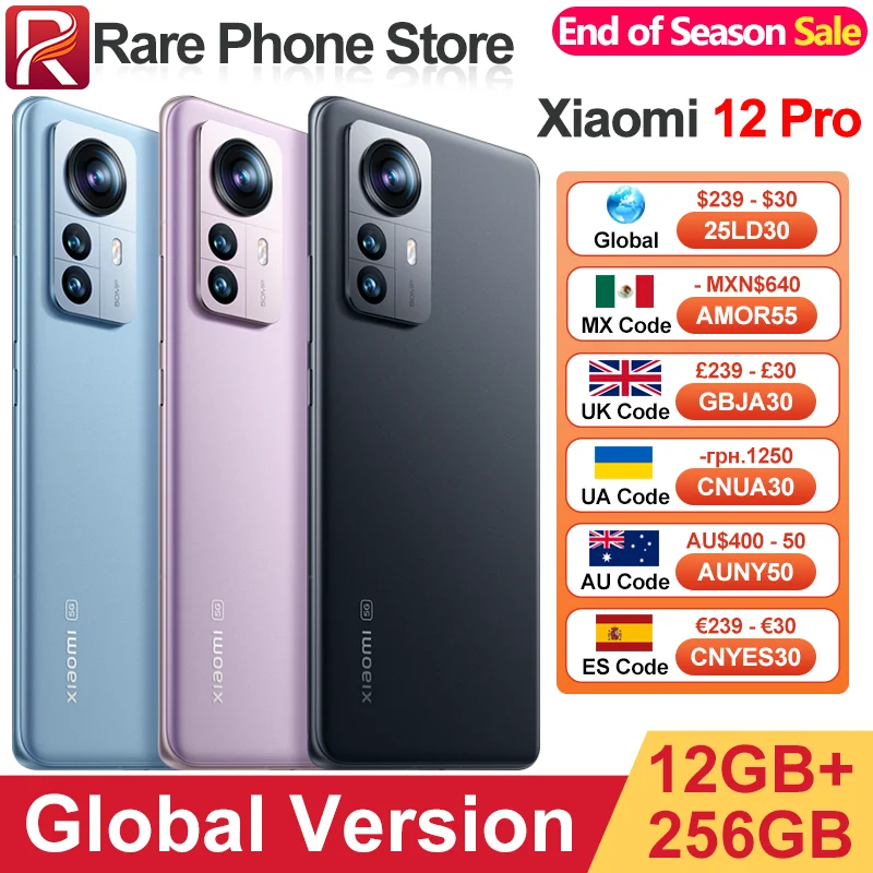 Global Version Xiaomi 12 Pro 12GB+256GB Snapdragon 8 Gen 1 50MP+32MP Camera 6.73