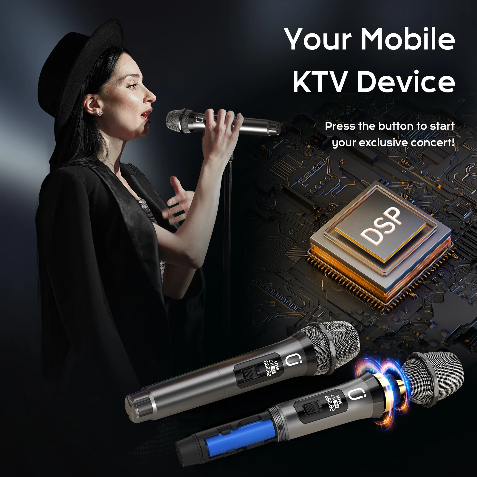 JYX Bluetooth Speaker, Wireless Speaker with 2 Microphone, FM Radio, Portable Karaoke Machine, Home Karaoke System with Remote