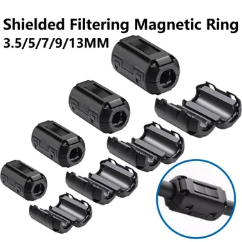 20pcs 3.5/5/7/9/13m Black Magnetic Snap Noise Filter Ring Core Ferrite Bead Clamp Choke Coil EMI RFI Clip Snap For Cable