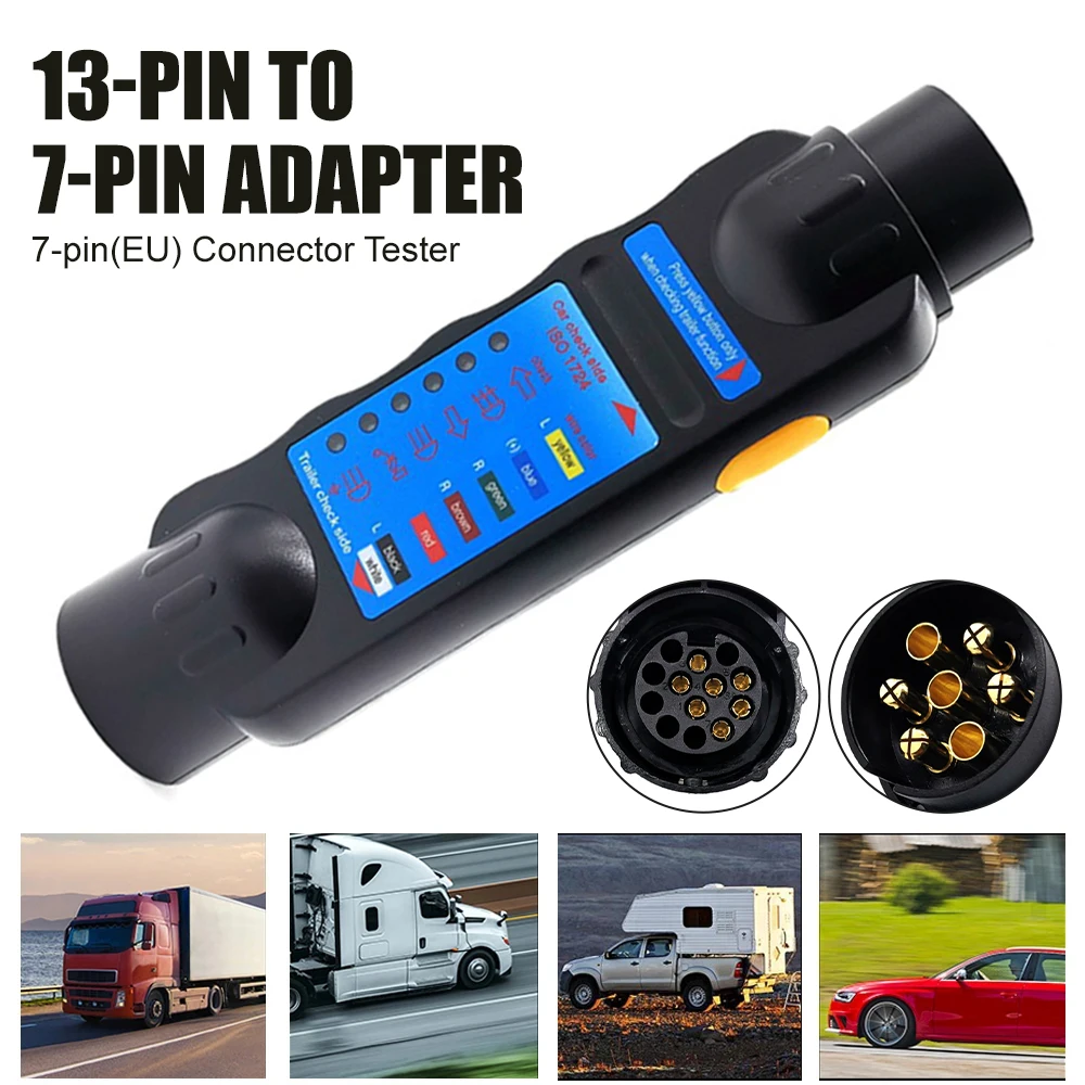 EU 7 Pin Wiring Circuit Tester Plug Socket Diagnostic Tools 12v Caravan Towing Tow Bar Light Wiring Tester Trailer Tester Univer