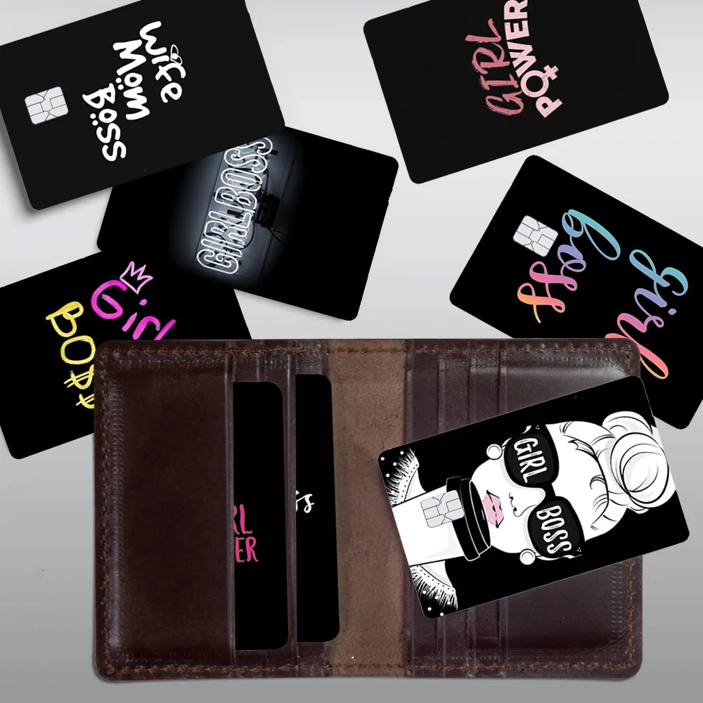 ЖЕНСКАЯ ДЕВУШКА BOSSY Кредитная кожаная обложка, наклейки для карт, 4 шт., пленка для автобуса, переднее украшение, банка ЖЕНСКАЯ ДЕВУШКА BOSSY Кредитная кожаная обложка, наклейки для карт, 4 шт., пленка для автобуса, переднее украшение, банка