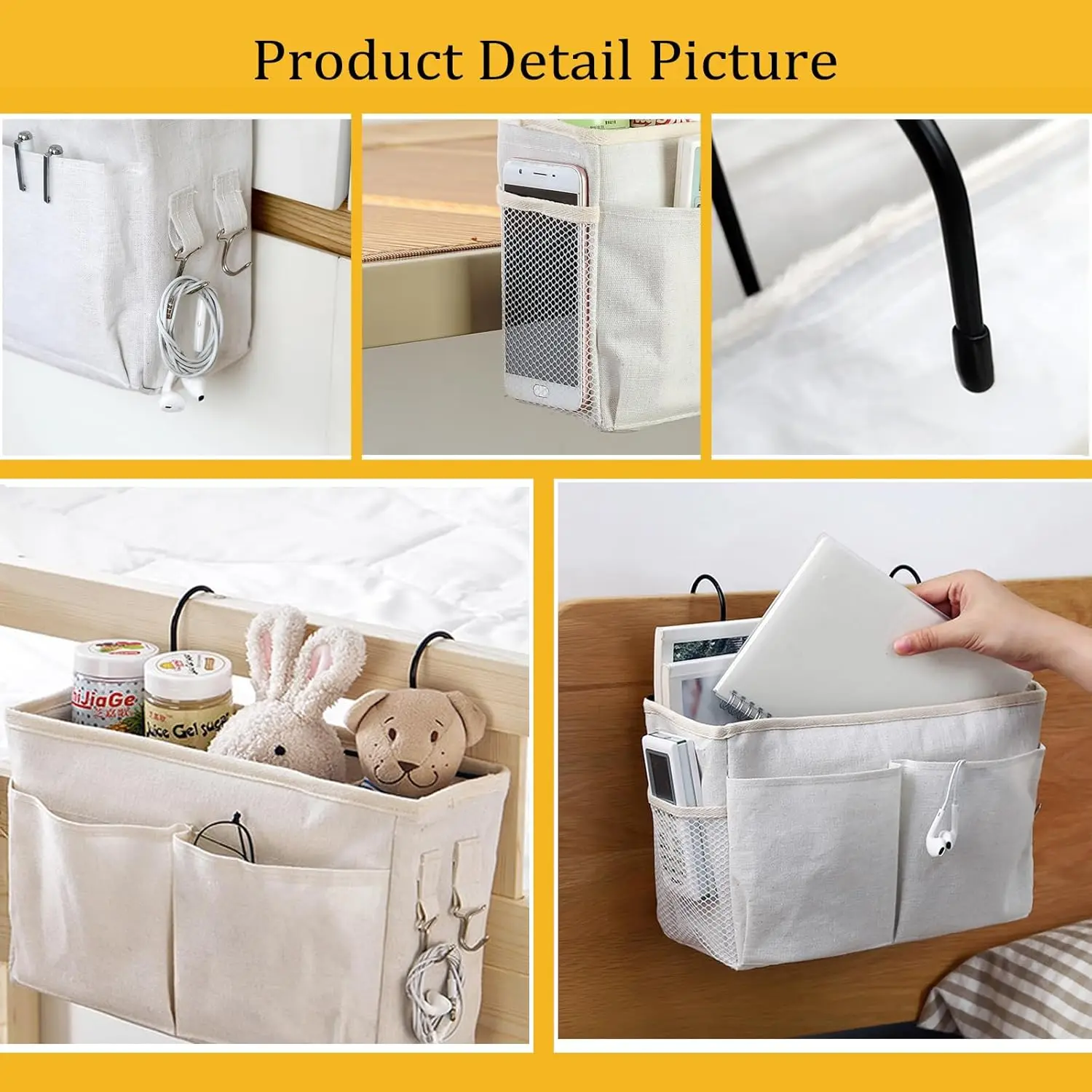 Bedside Storage Rack Dormitory Storage Basket Bedside Hanging Basket Bedside Storage Basket Bedroom Bed Storage Organization
