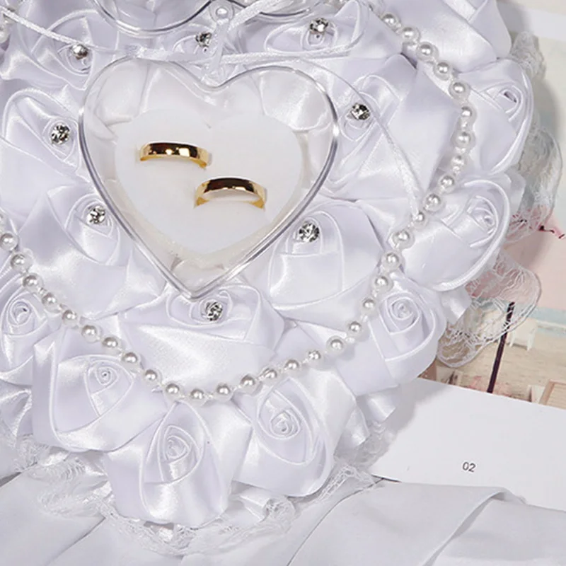 Романтическое свадебное кольцо в западном стиле со сверкающими бриллиантами и жемчугом, можно повесить, обруч-кольцо, коробка, искусственная Подушка, свадебные принадлежности