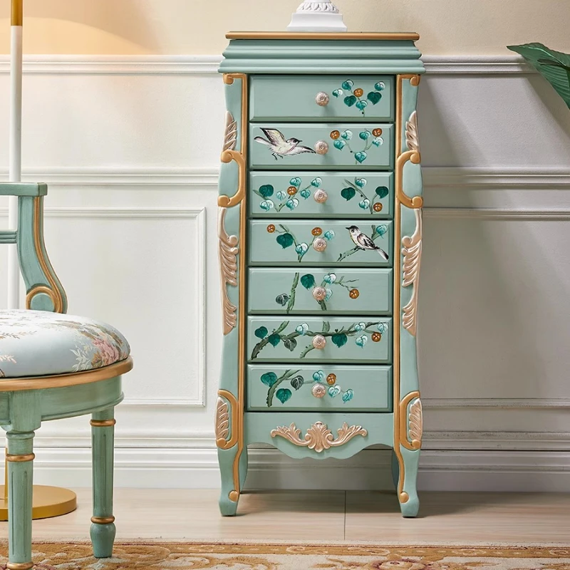 

American-style painted jewelry cabinet, storage seven-bucket , decorative with mirror, European-style jewelry