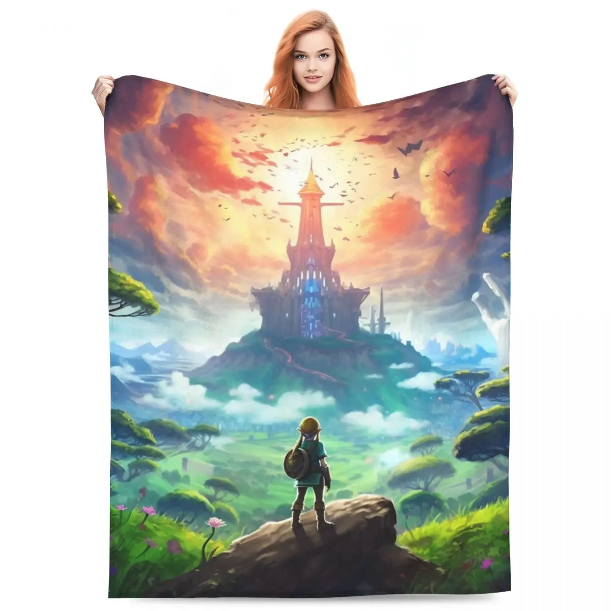 Link Land Of Hyrule Legend Of Zeldaed Flannel Throw Blanket Blanket for Bed Travel Lightweight Bedroom Quilt