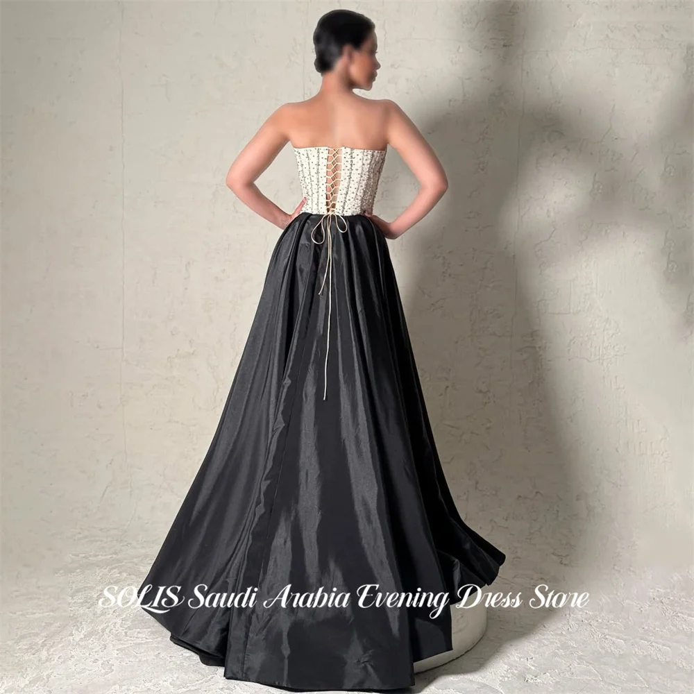 SOLIS White and Black Party Dress Strapless فساتين السهرة High Low Night Dress Crystal Celebrity Dress Customized