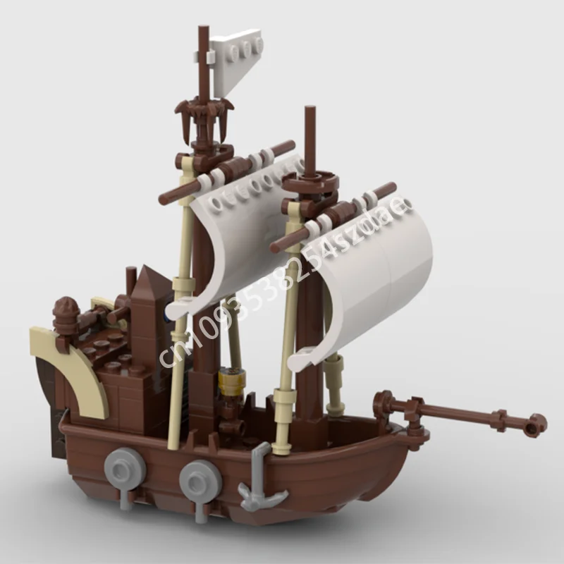 

114 шт. MOC, средневековая лодка, замок, строительные блоки, пластиковая креативная сборная модель, рождественская игрушка, подарок, строительство, образовательные