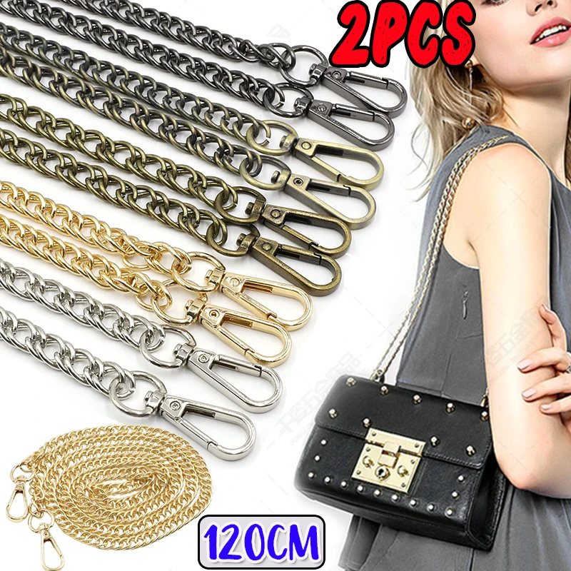 

1/2PCS Metal Aluminum Bag Chain Replacement Parts Accessories For Hand-Woven Shoulder Handbag DIY Handmade Detachable Straps