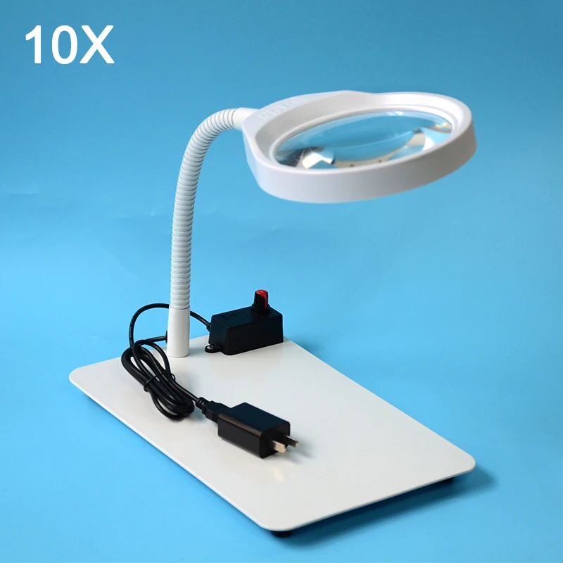 

LED Illuminating Magnifier Metal Hose Magnifying Glass Desk Table Reading Lamp Light with USB