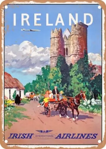 METAL SIGN - 1954 Ireland Irish International Airlines Vintage Ad