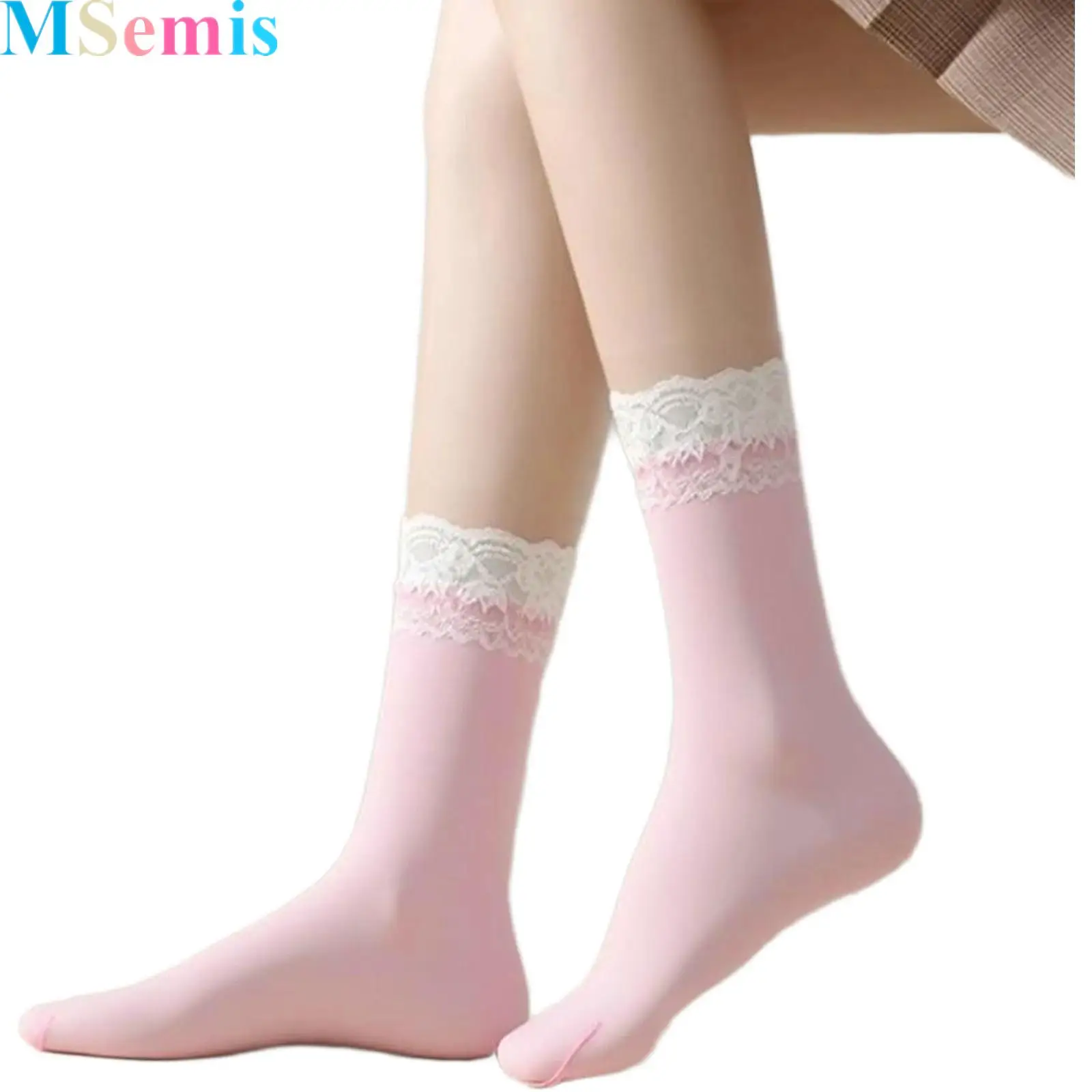

1 Pair Women Girls Ankle Socks Casual Ruffle Lace Socks Cute Breathable Thin Cool Frilly Stocking Top Lace Trim Socks