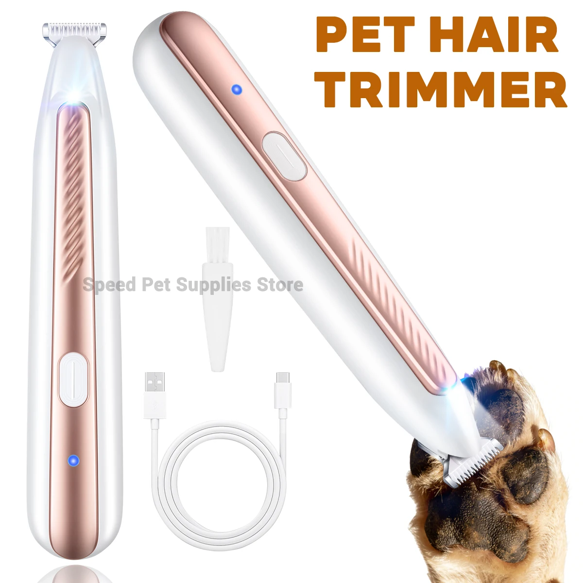 Nova iluminação led pet pata aparador de pêlos gato e cão orelha/área olho/prividade cabelo aparador elétrico pet pata trimmer pet beleza trimmer