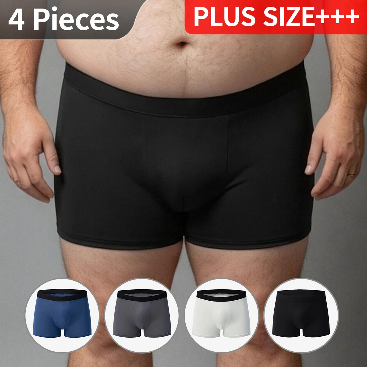 4-piece Set Of Men's Plus Size Multi-color Combination Underwear Plus Size 1XL-7XL, Obese People's Boxer Shorts Fitness Shorts