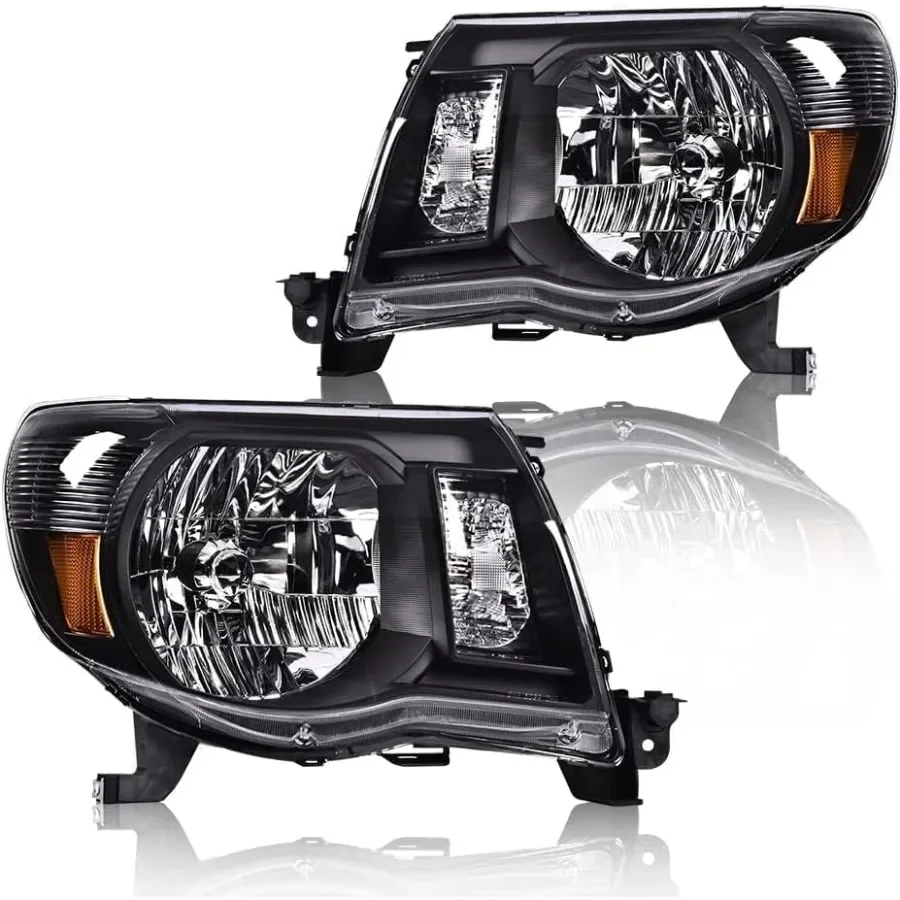 

Headlights Assembly w o Bulbs Compatible with Tacoma 20052011 for Driver and Passenger Side Clear Lens with Black Housing and
