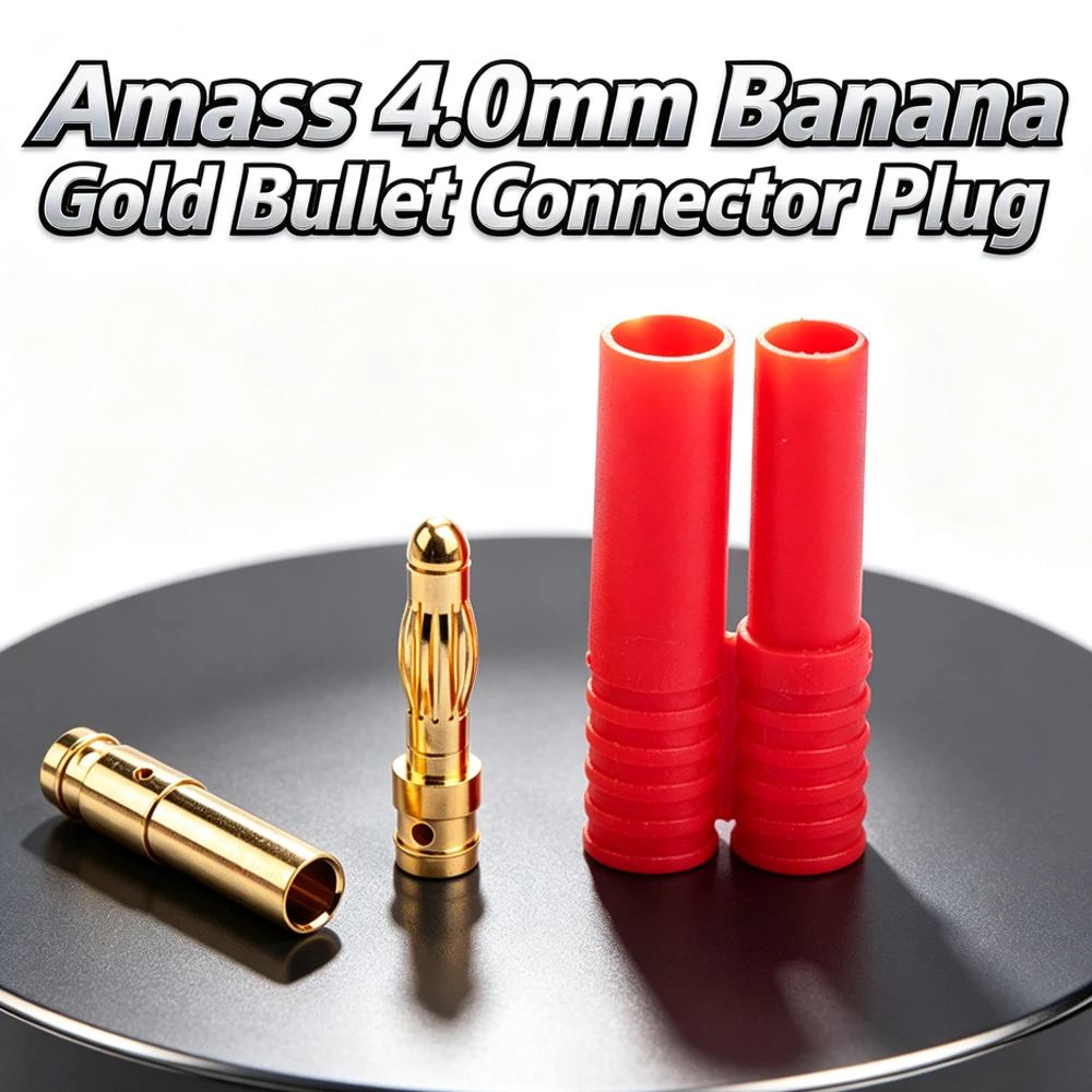 10 pair Amass 4.0mm Banana Gold Bullet Connector Plug With Cover/Protecter Case RC Battery ESC Motor Plug