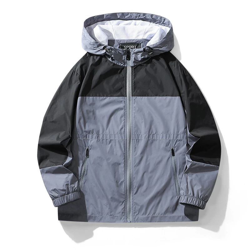 

Spring Autumn Men's Quick Dry Hooded Coats Fashion Men Windbreaker Hiking Jackets Men Sports Breathable Zipper Coats Clothing
