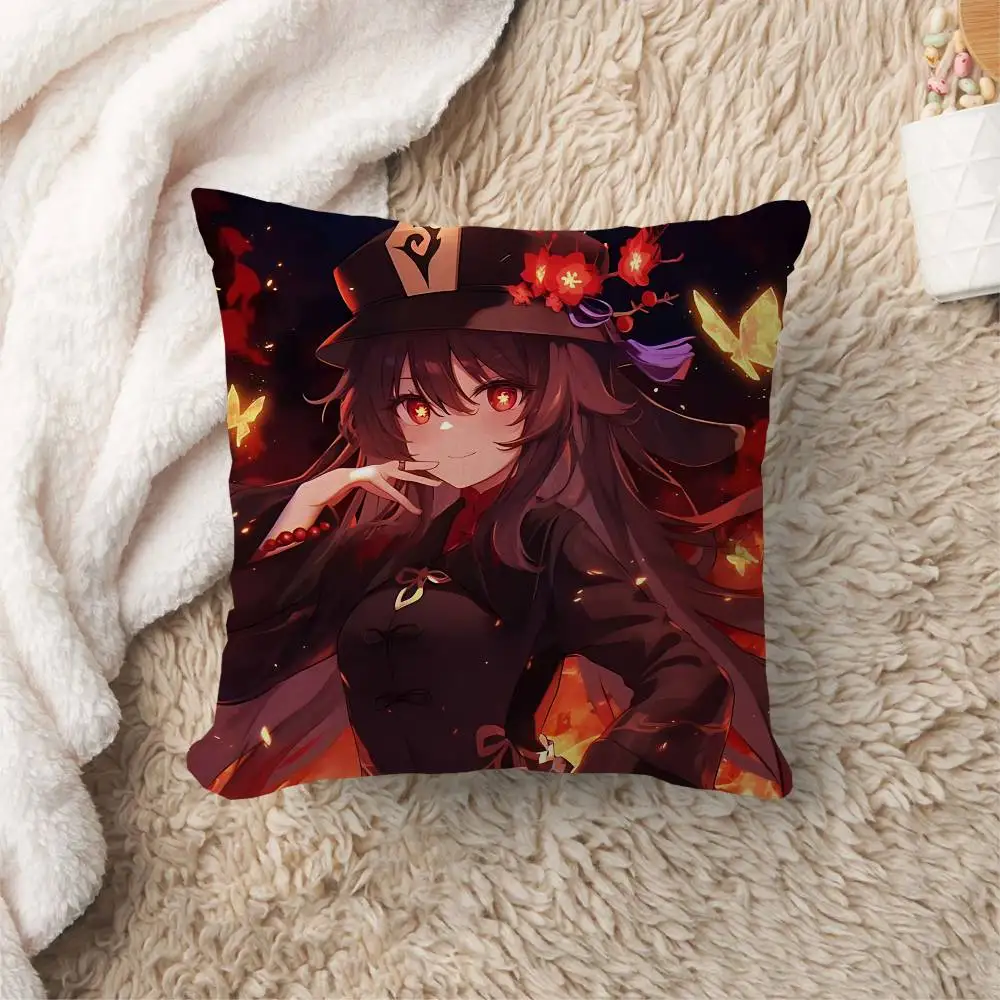 Genshin Impact Hu Tao Personalized picture text home decorative pillows Household Gifts 45x45cm