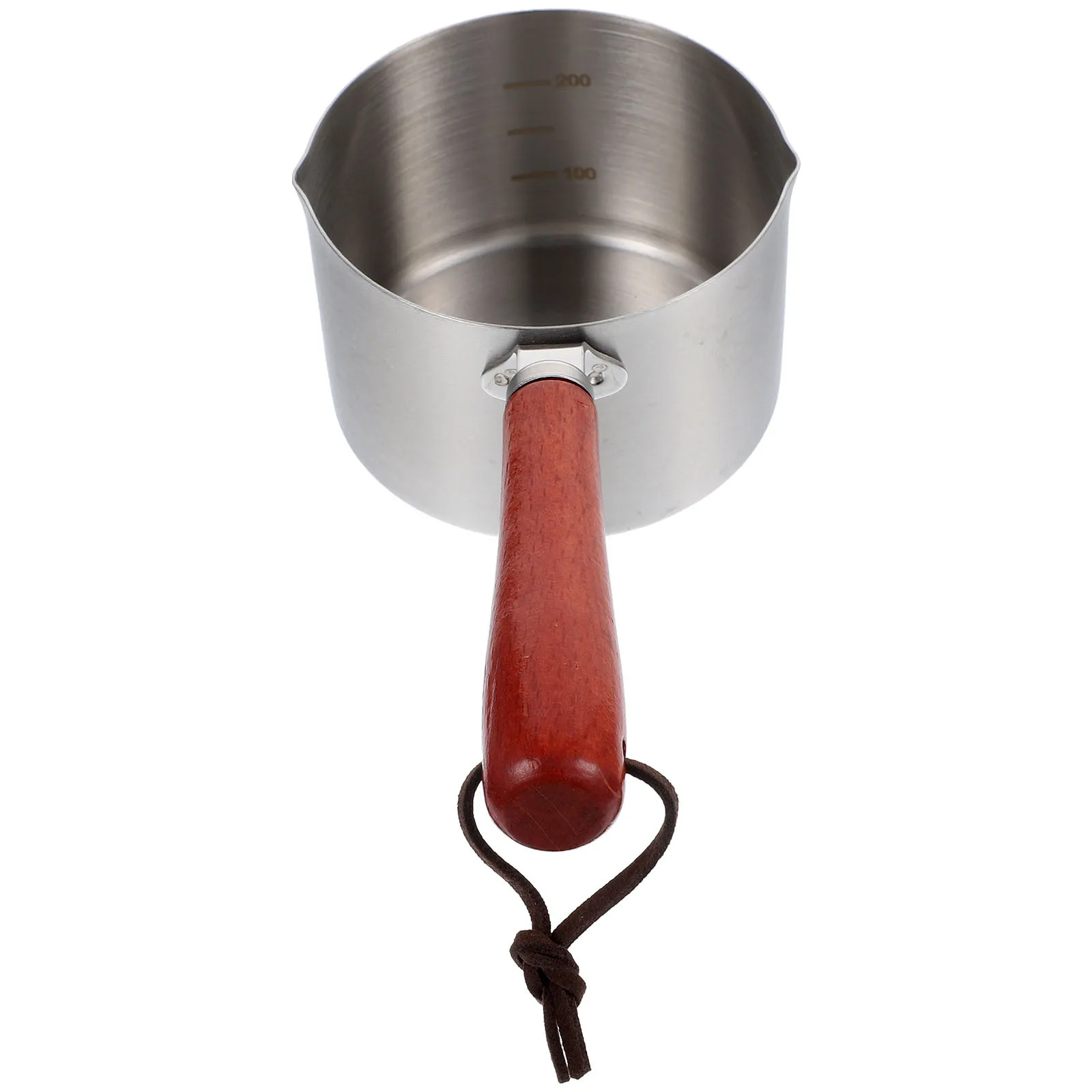 

1pc Stainless Steel Milk Pot With Wood Handle Dual Pour Spouts Small Sauce Pan For Butter Melting Coffee Warmer Oil Boil