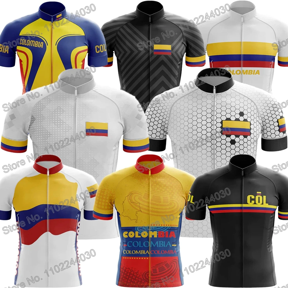 2023 Colombia Team Cycling Jersey Short Sleeve Summer Cycling Clothing Men Road Bike Shirt Bicycle Tops MTB Maillot