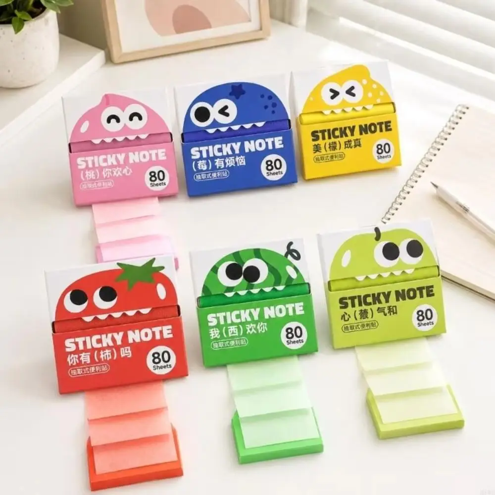 Kawaii Pull-out Sticky Notes Pearlescent Translucent Colorful Memo Pad Pullable Roll Paper Type Cartoon Notepads Kids Gift