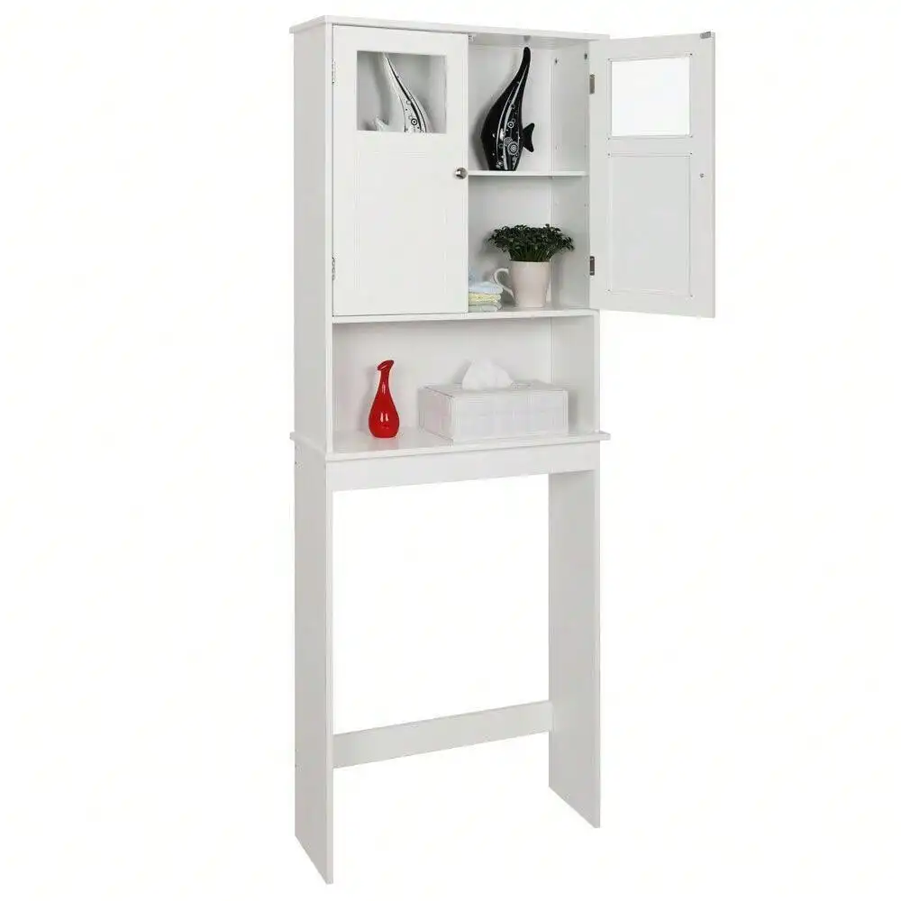

Over The Toilet Bathroom Floor Storage Cabinet Free Standing w/Shelf Organizer