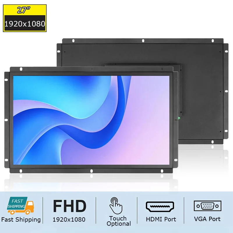 Open Frame 27-Inch HD 1920x1080 Capacitive Touch Screen Monitor for Industrial/Kiosk with VGA for HDMI Interface