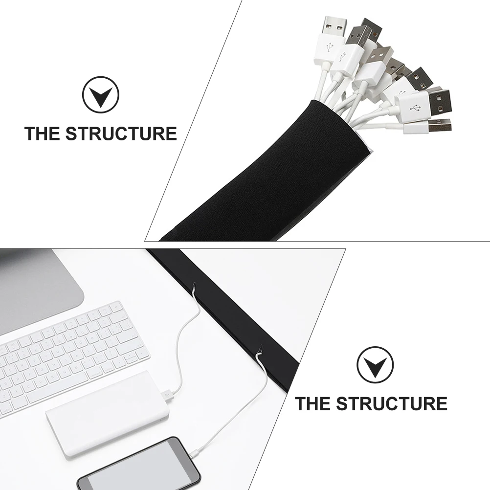 

2 Rolls 1M Neoprene Cable Sleeve Hook Loop Wire Organizer Cord Management Storage Wrap Cable Protector For Multiple Data Lines