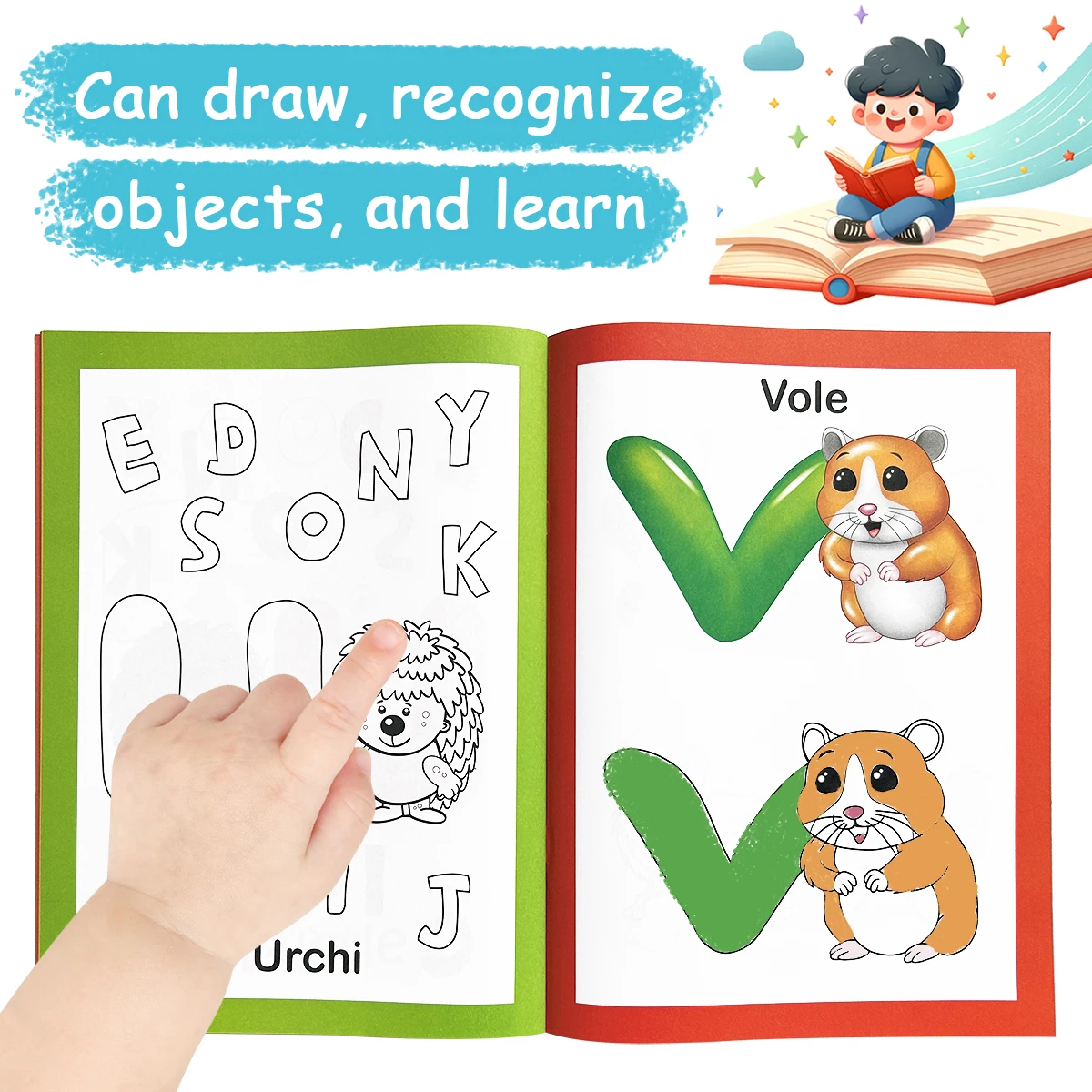 Children's English Letter Coloring Book,Drawing Cognition Early Education Picture Book,2-5 Years Old,Children's Learning Gifts