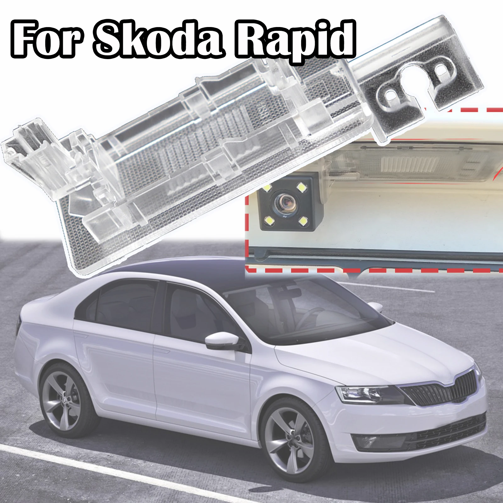 For Skoda Rapid NH1 Spaceback Hatchback 2014 - 2018 Rear Trunk View Camera Bracket License Plate Light Housing Mount Replacement