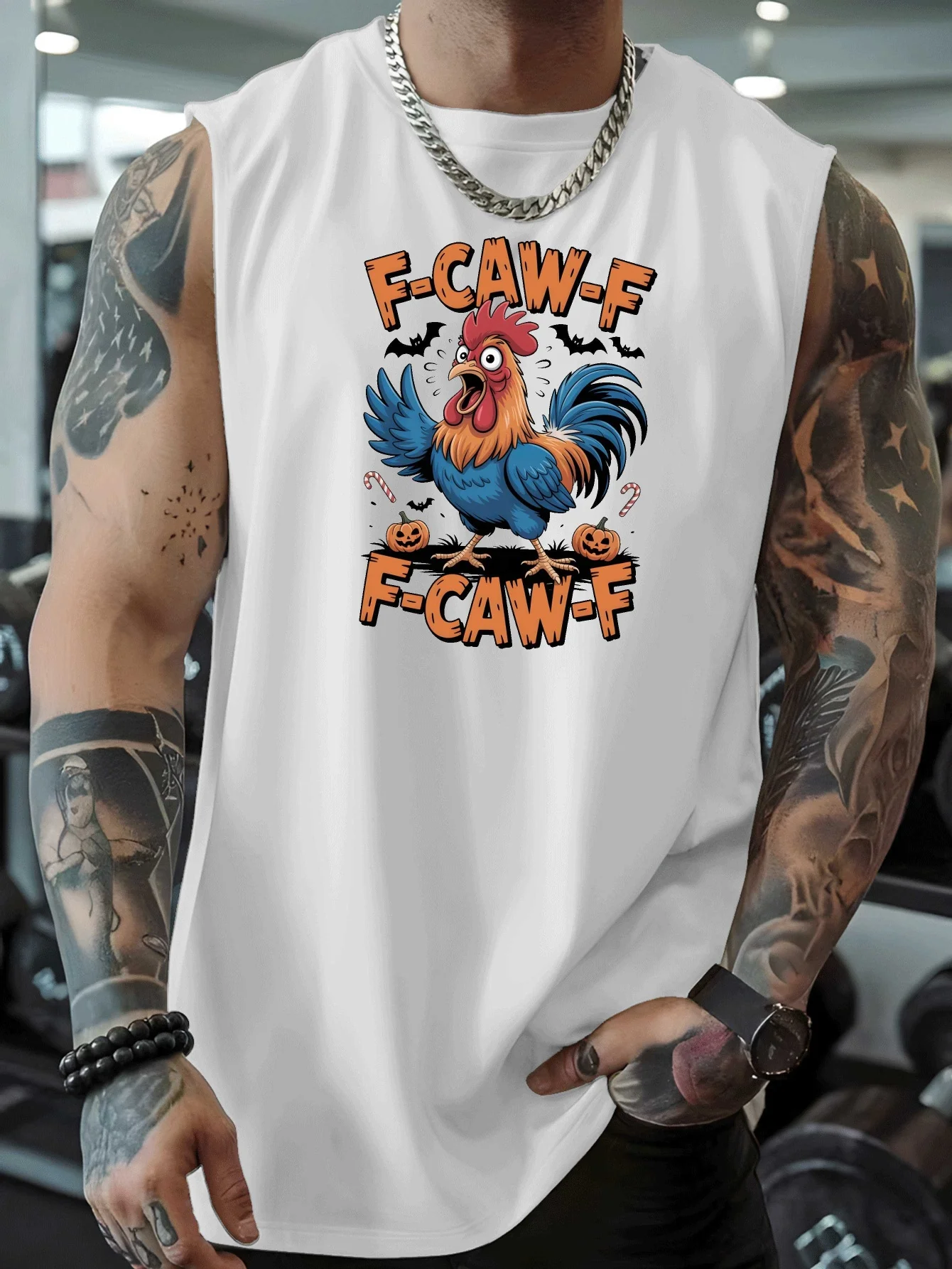 

Мужская спортивная футболка F CAW F большого размера с принтом, мягкая, с V-образным вырезом, летняя, повседневная, комфортная, без рукавов