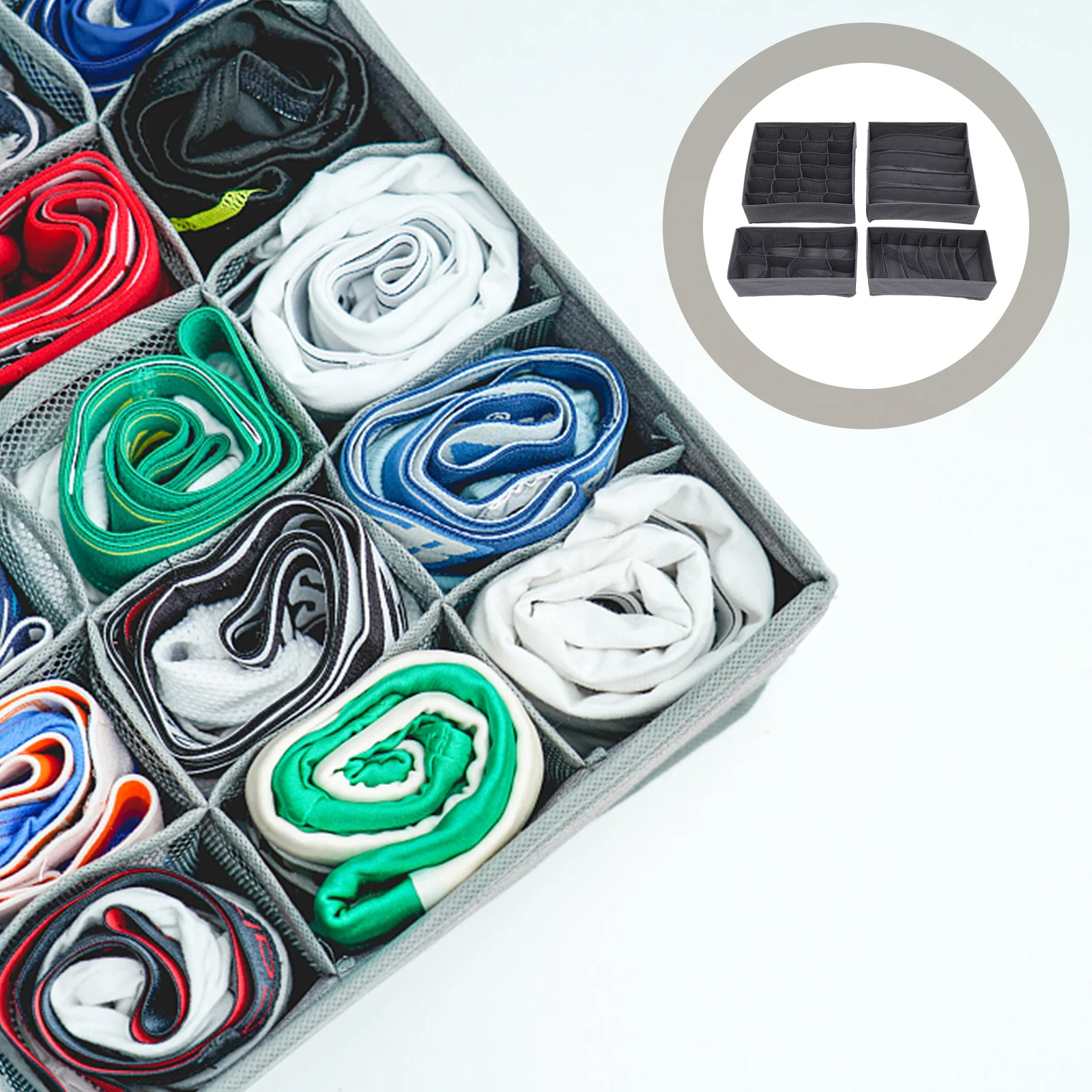 

4Pcs Underwear Storage Organizer Non Woven Fabric Divided Drawer Boxes Sock Holder Closet Dresser Organizers