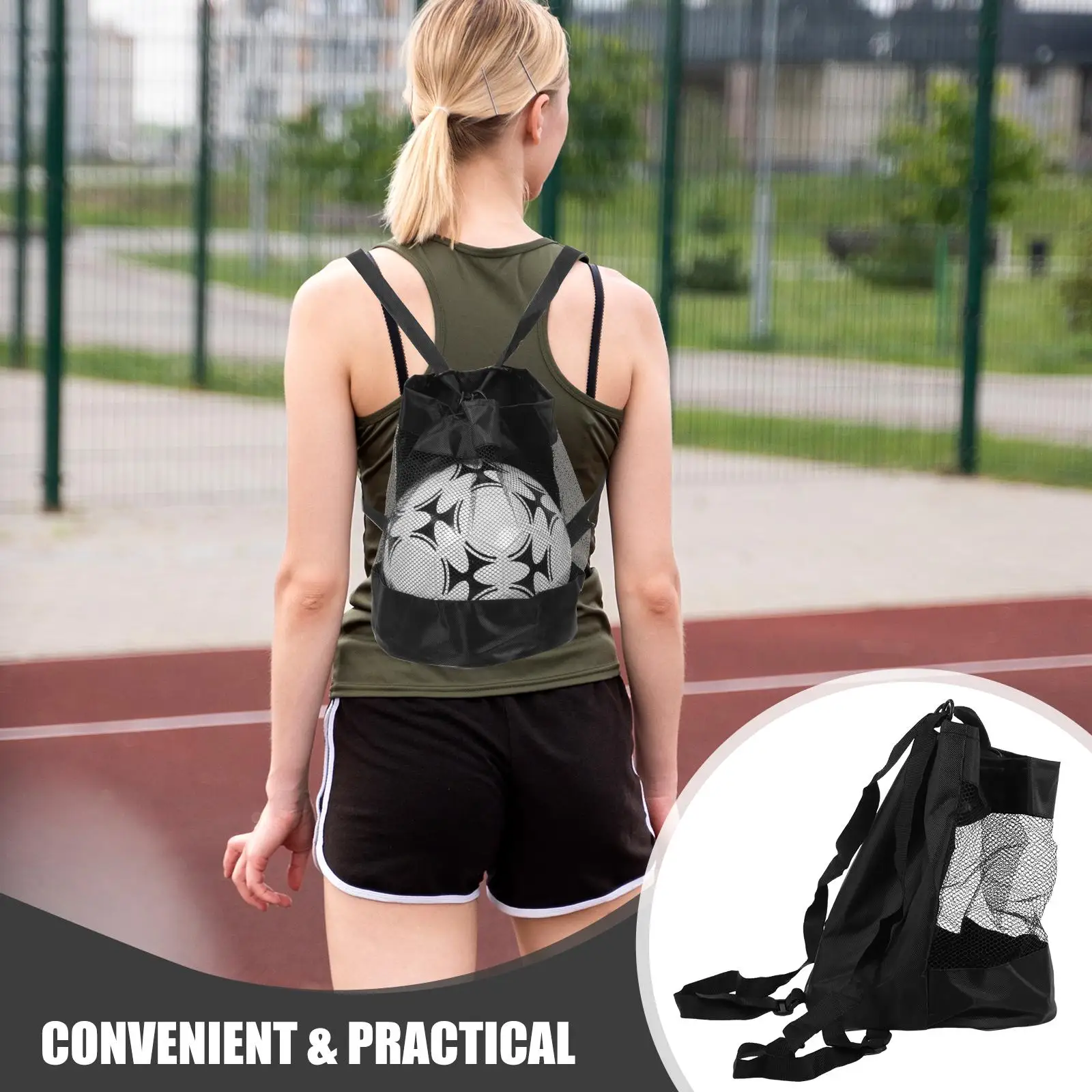 Contenitore per palline sportive Porta basket Borsa a rete in cotone e lino Robusto e durevole Portaoggetti portatile per pallavolo di calcio Sport di squadra