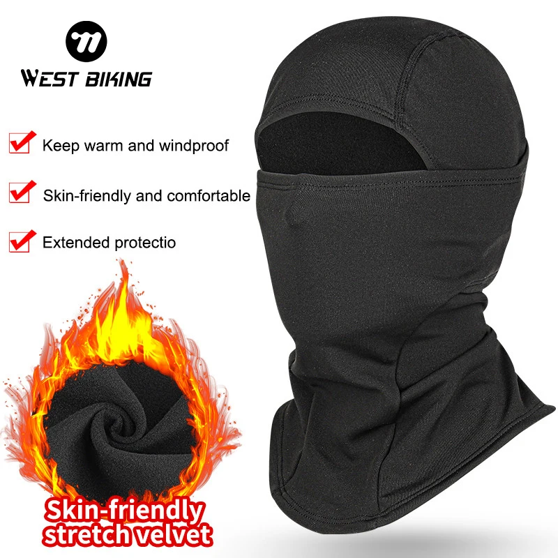 WEST BIKING Thermo-Winter-Sturmhaube, Radfahren, Vollgesichtsmaske, warm, für Outdoor-Sport, Fahrrad, Motorrad, Ski, Angeln, Fleece-Schal, Mütze