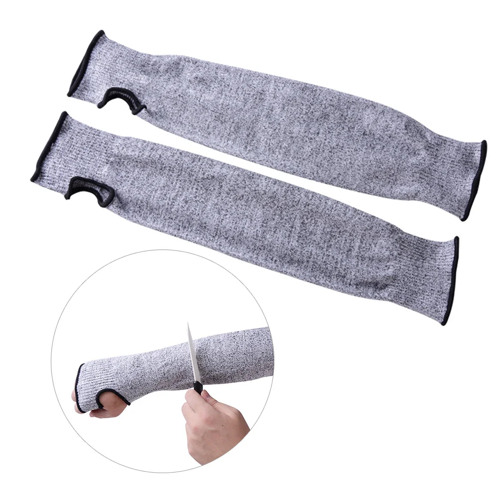 

2Pcs Cut Resistant Arm Protector Sleeves 45Cm Grey Breathable Elastic Lightweight for Assembly Line Gardening Food Service Glass