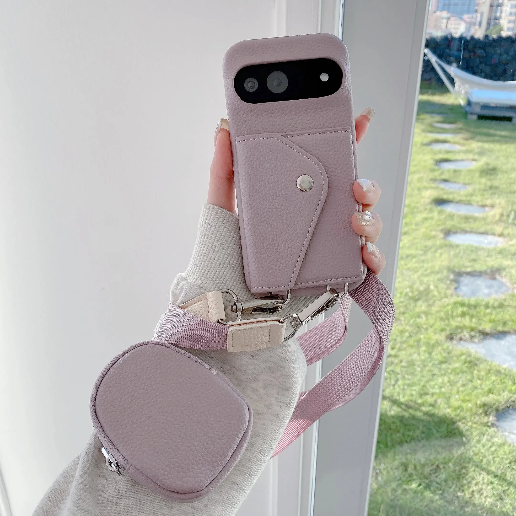 Crossbody Coin Purse Wallet with Card Holder Phone Case for Google Pixel 9 8 7 6 Pro XL 8A 7A 6A 5A PU Leather Protective Cover
