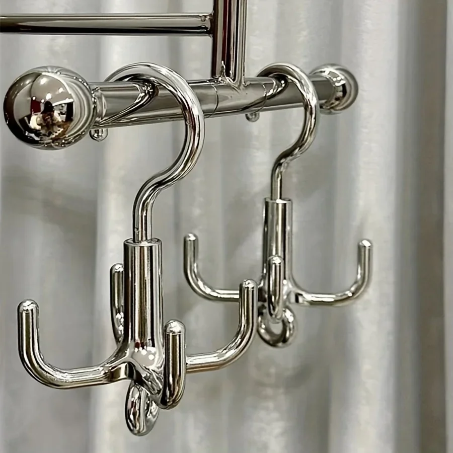 1 Stück Multifunktionaler Drehbarer Kleiderhaken - Bohrerfreie Montage, 4-Klauen-Rotation, Mantelhalter, Gürtelorganizer, Schal-Aufbewahrungsregal