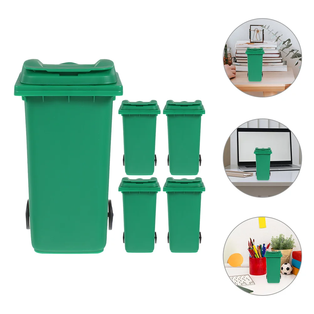 

5 Pcs with Cover Household Garbage Can Trash Mini Bedroom Wastebasket Pp Desk Bucket Toy Cans