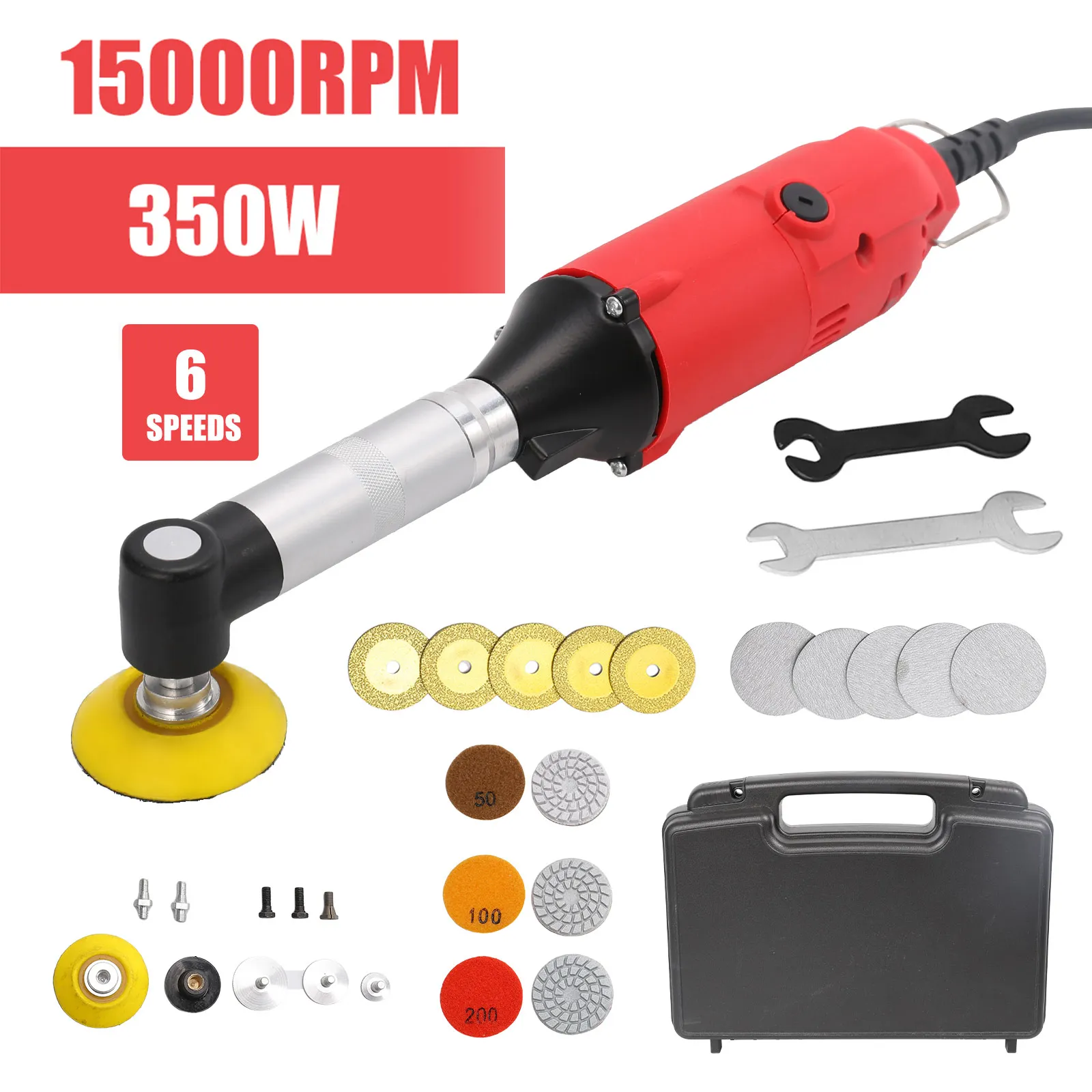 220V Piastrelle di ceramica Strumento di cucito di bellezza 350W Smerigliatrice elettrica diritta 6 velocità variabili Macchina per la pulizia Smerigliatrice Levigatrice Lucidatrice