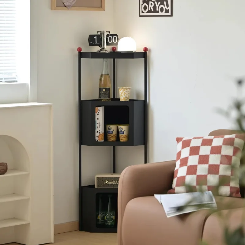 

Living room wrought iron floor bookshelf integrated against the wall corner shelf wall small narrow cabinet corner