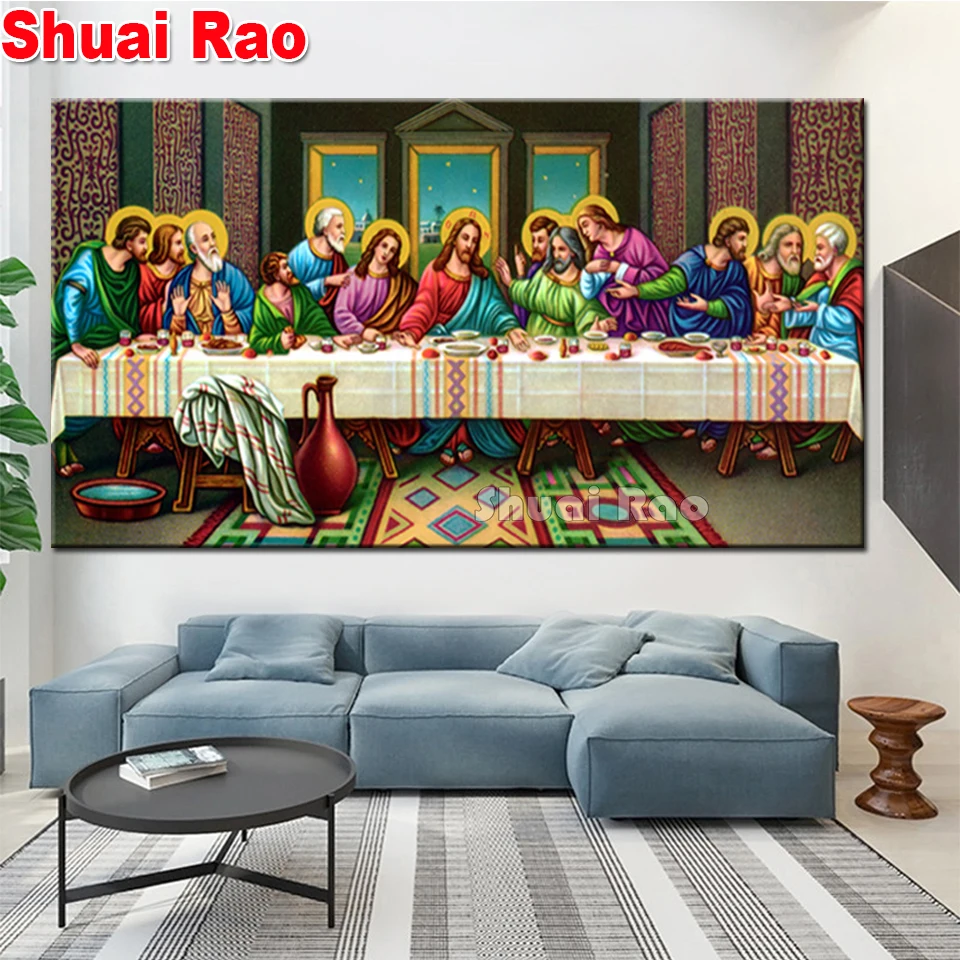 5d Last Supper Diamond mosaic Jesus Christian Full round diamond Embroidery square Diamond painting cross stitch religion decor