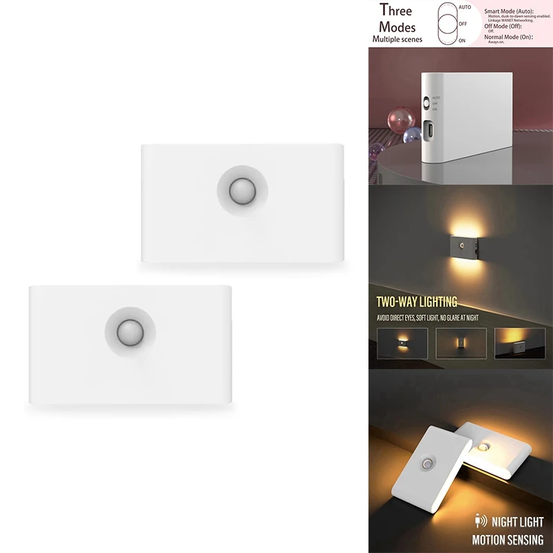 Rechargeable Motion Sensor Smart LED Night Light Eye Protection Bedside Lamp For Bedroom Corridor Cabinet Lighting