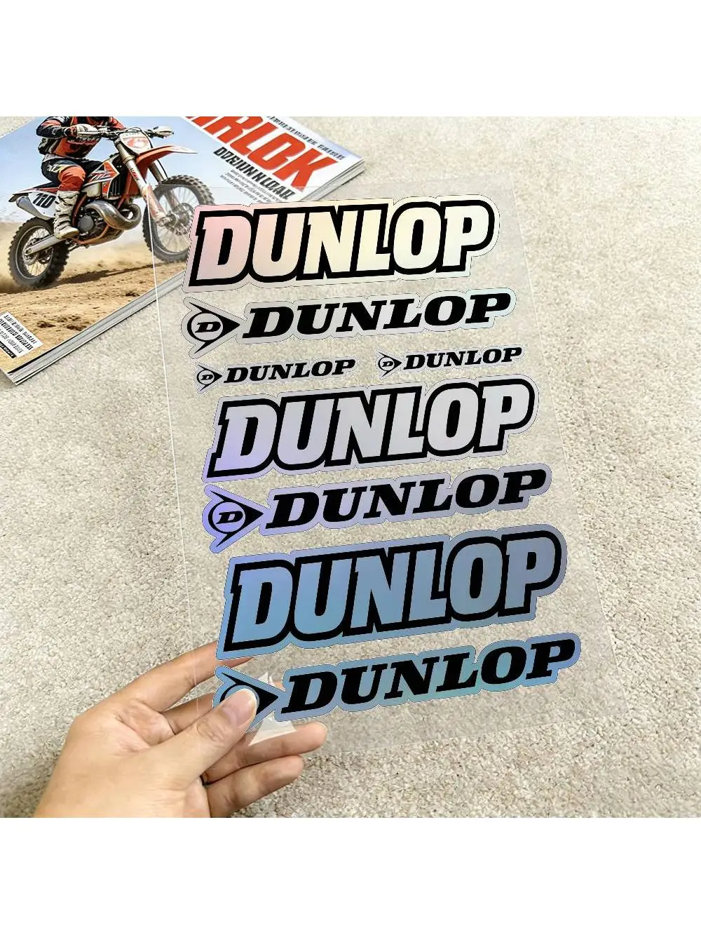 AliExpress Dunlop Laser For DUNLOP Reflective Motorcycle Stickers Waterproof Vinyl Decals For Motorbike Helmet Fuel Tank Bike