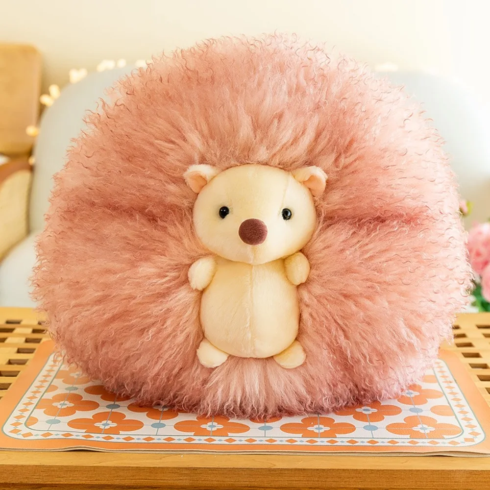 

Plush Pillow Solid Color Hedgehog Plush Toy Fluffy Curly Hair Hedgehog Plush Pillow Panda Cartoon Animal Stuff Doll Birthday
