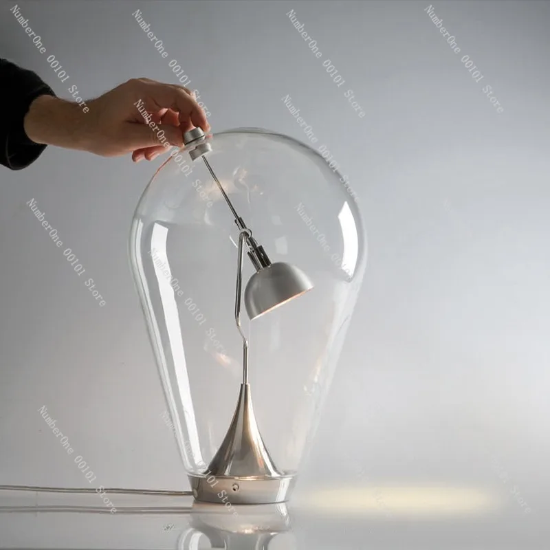 Nordic Design Glass Desk Lamp,Creative Individual Table Lamp for Bedroom or Study,Artistic Atmosphere Lighting,Minimalist Home