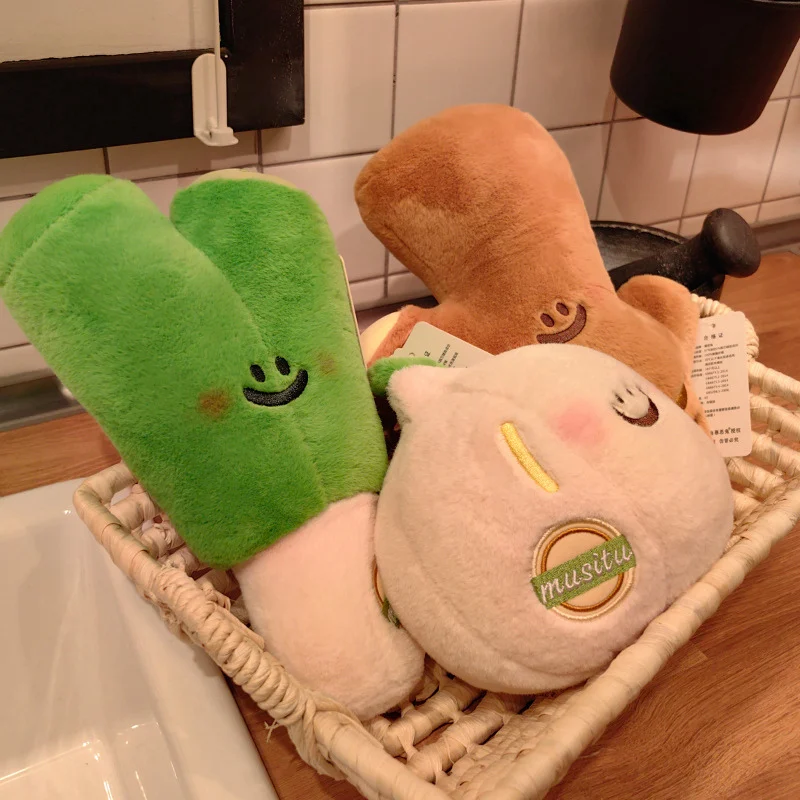 Cute Vegetable Plush Soft Stuffed Vegetable Doll Funny Scallion Stuffed Plush Toy Home Decoration for Living Room Bedroom Study