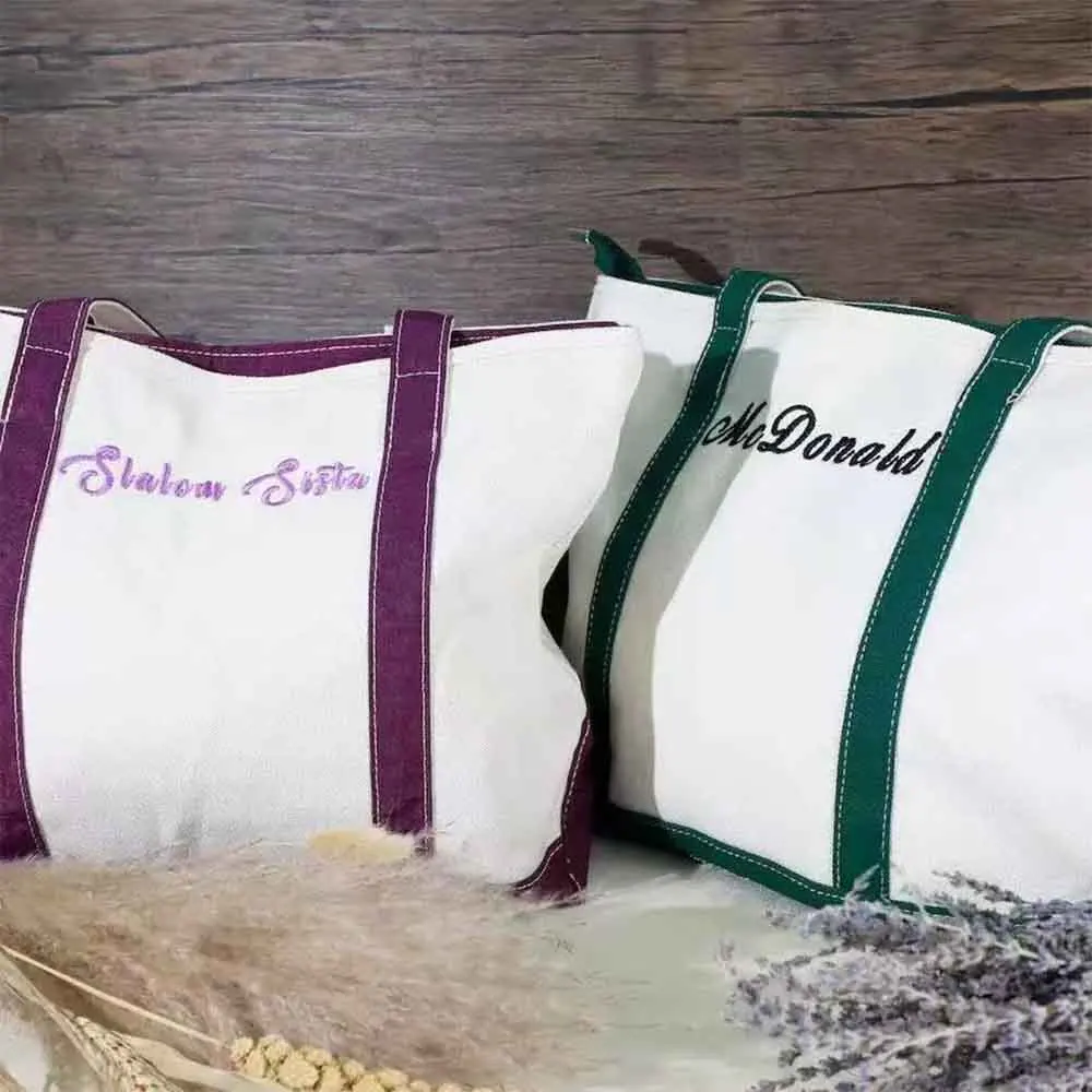 Custom Canvas Tote Bag,Personalised LOGO Tote Bag,Name Tote Bag,Bridesmaid Gift Bag, Embroidered with Initials Custom Tote Bag